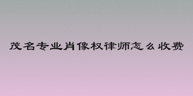 茂名专业肖像权律师怎么收费