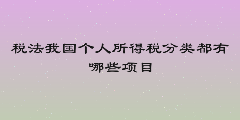 税法我国个人所得税分类都有哪些项目
