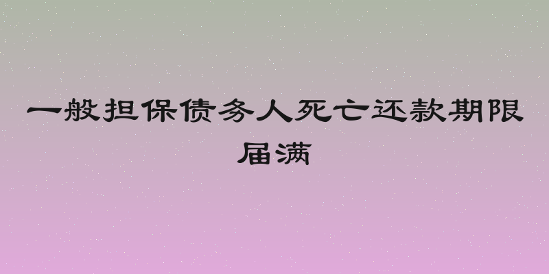 一般担保债务人死亡还款期限届满