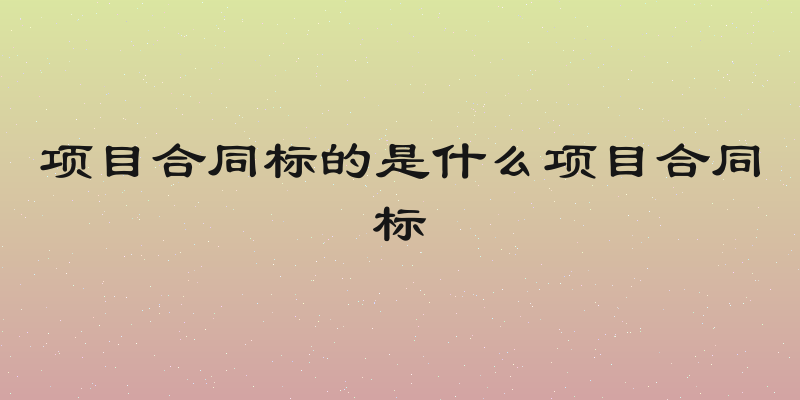 项目合同标的是什么项目合同标