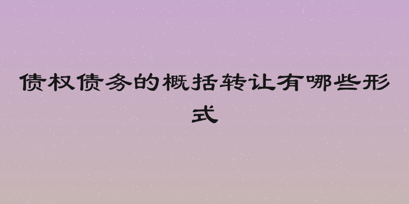 债权债务的概括转让有哪些形式