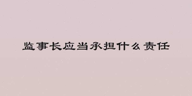 监事长应当承担什么责任
