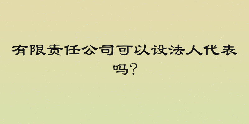 有限责任公司可以设法人代表吗?