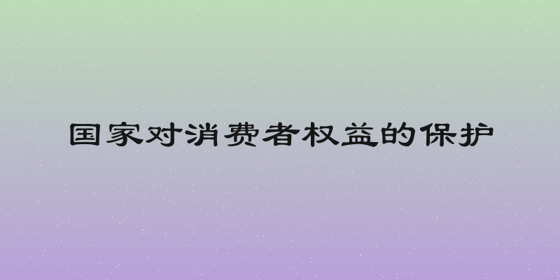 国家对消费者权益的保护
