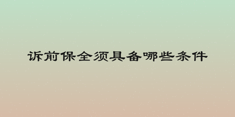 诉前保全须具备哪些条件
