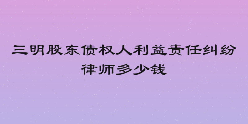 三明股东债权人利益责任纠纷律师多少钱