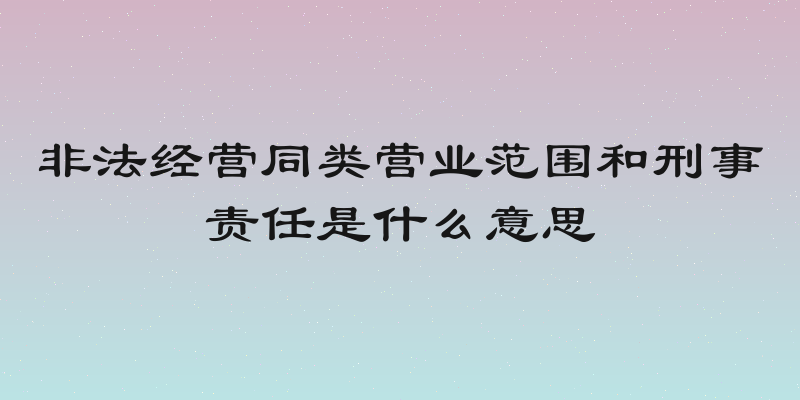 非法经营同类营业范围和刑事责任是什么意思
