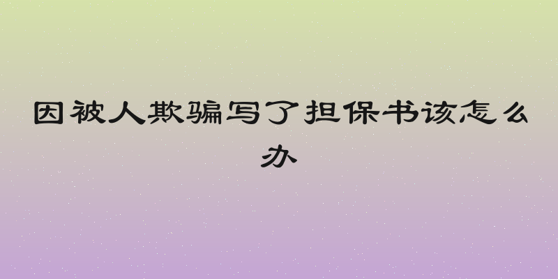 因被人欺骗写了担保书该怎么办