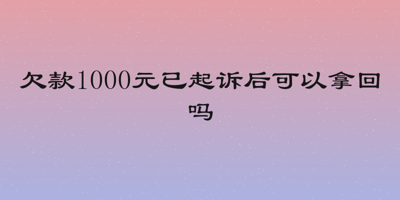 欠款1000元已起诉后可以拿回吗