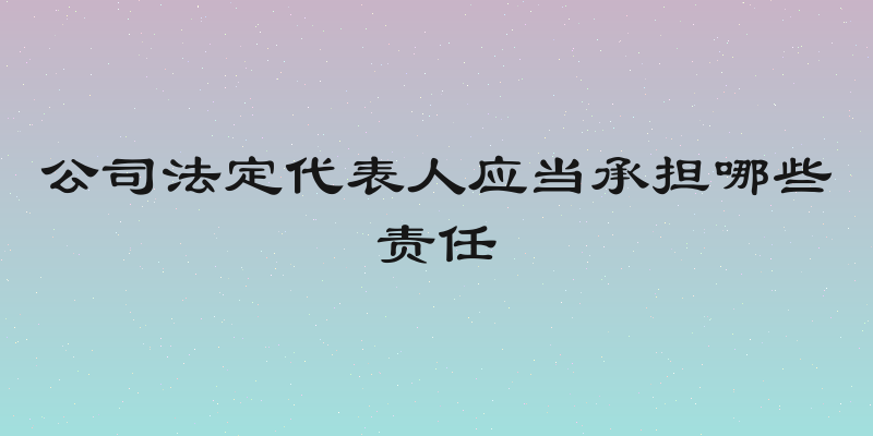 公司法定代表人应当承担哪些责任