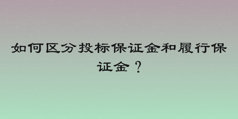 如何区分投标保证金和履行保证金？