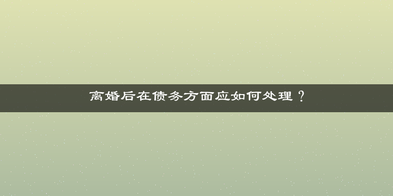 离婚后在债务方面应如何处理？