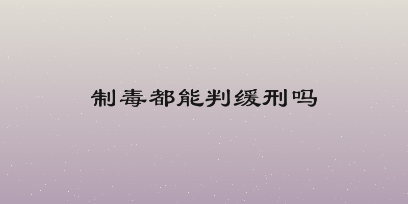 制毒都能判缓刑吗