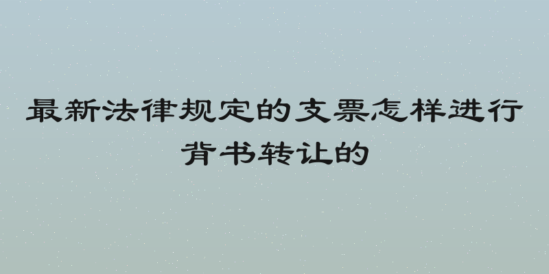 最新法律规定的支票怎样进行背书转让的