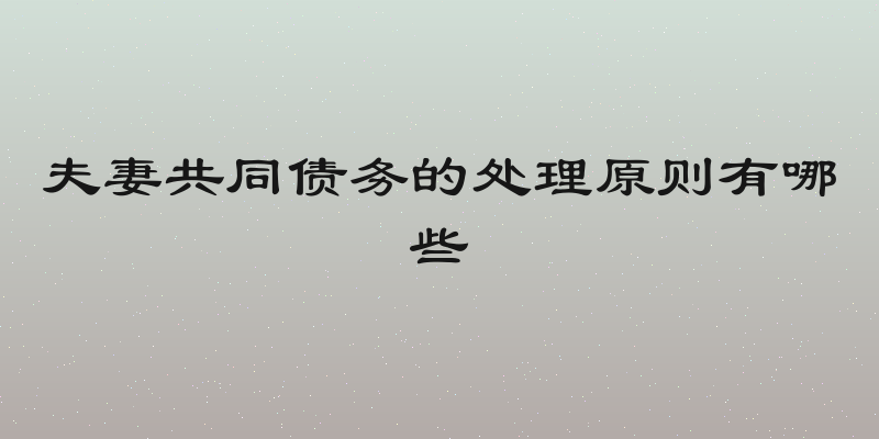 夫妻共同债务的处理原则有哪些