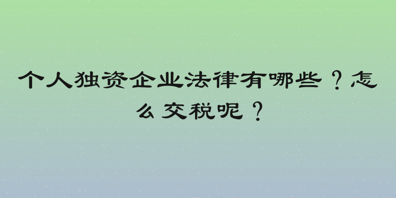 个人独资企业法律有哪些？怎么交税呢？