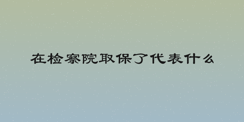 在检察院取保了代表什么