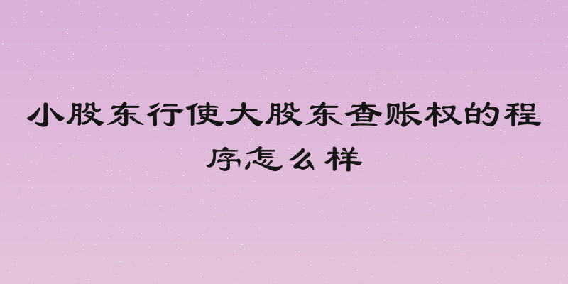 小股东行使大股东查账权的程序怎么样