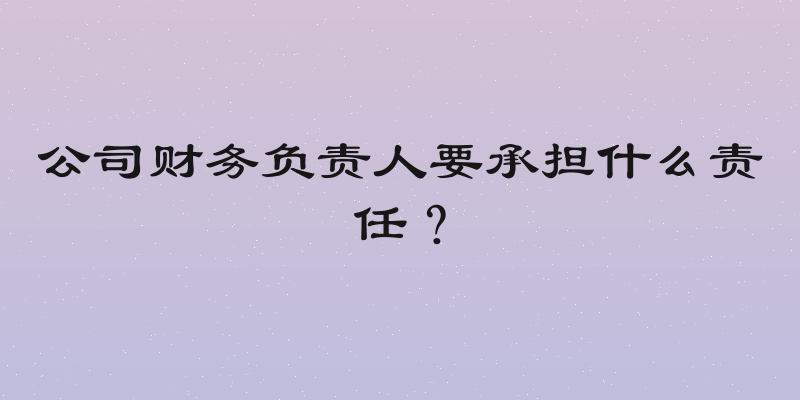 公司财务负责人要承担什么责任？