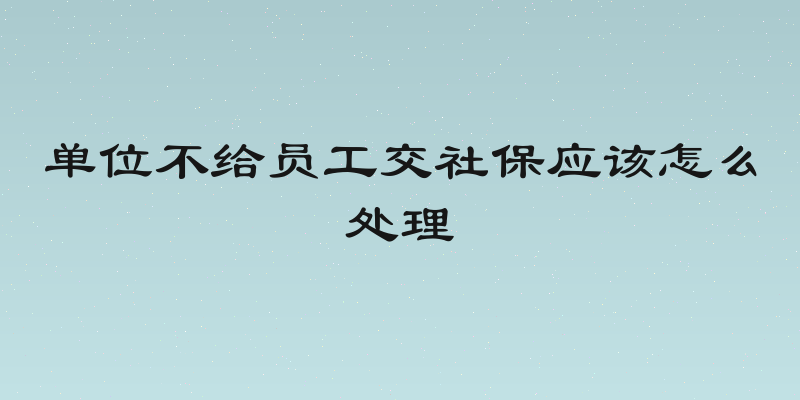 单位不给员工交社保应该怎么处理