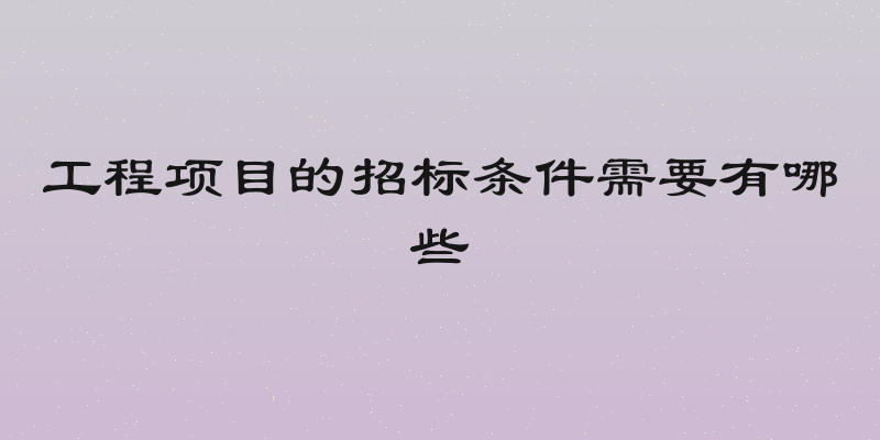 工程项目的招标条件需要有哪些