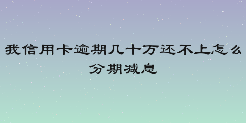 我信用卡逾期几十万还不上怎么分期减息