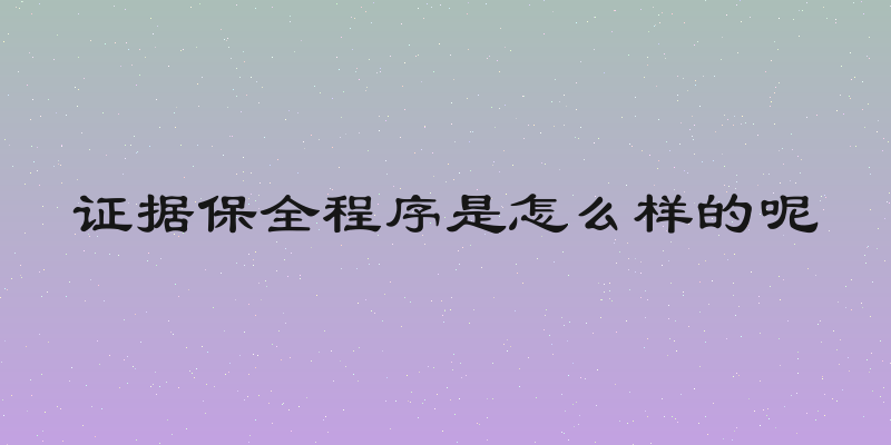 证据保全程序是怎么样的呢