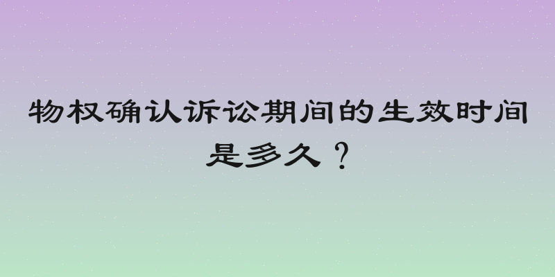 物权确认诉讼期间的生效时间是多久？