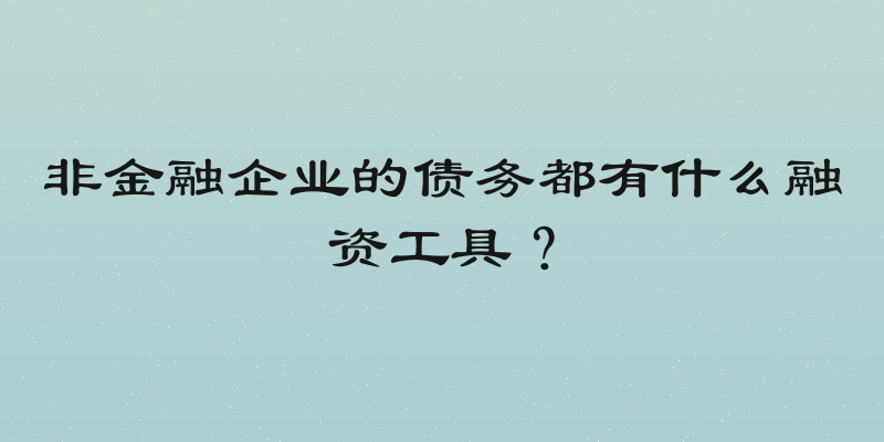 非金融企业的债务都有什么融资工具？