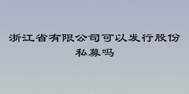 浙江省有限公司可以发行股份私募吗