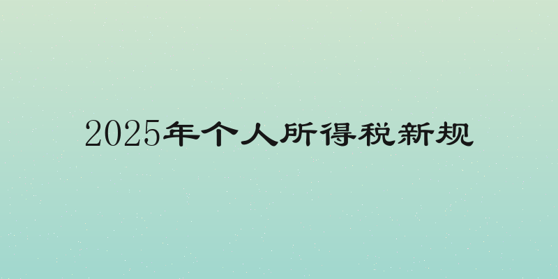 2025年个人所得税新规