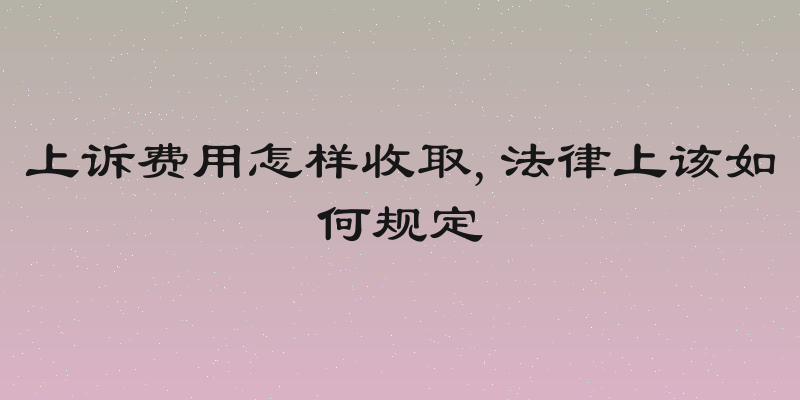 上诉费用怎样收取,法律上该如何规定