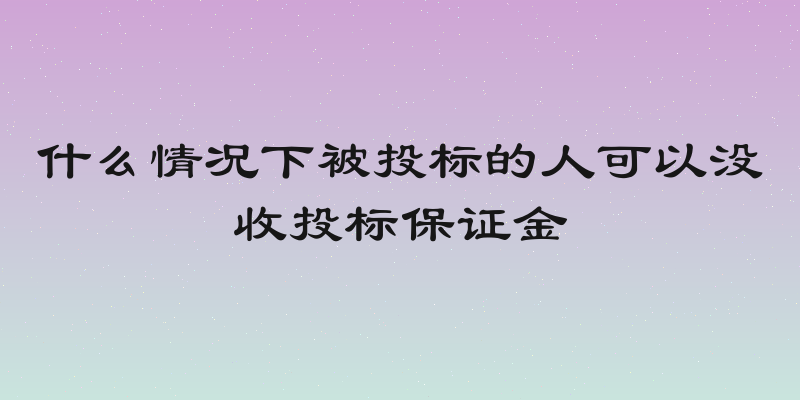 什么情况下被投标的人可以没收投标保证金