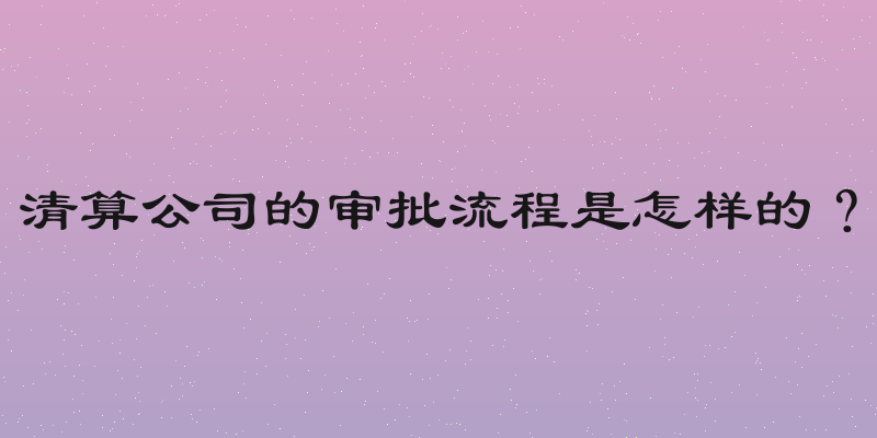 清算公司的审批流程是怎样的？