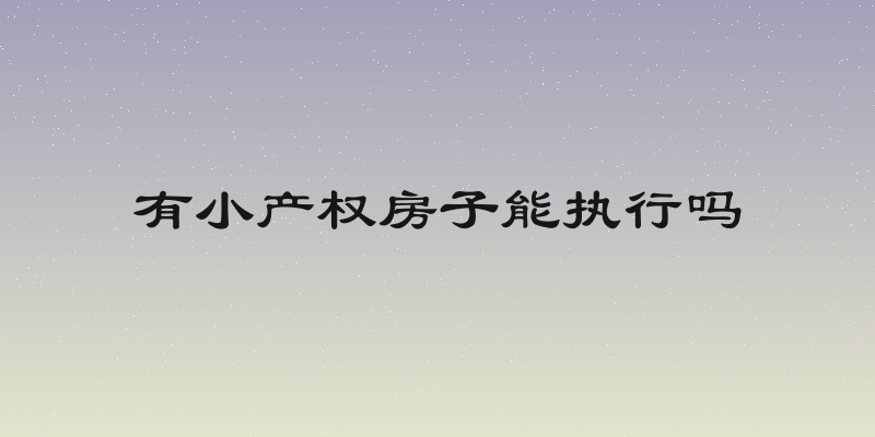 有小产权房子能执行吗