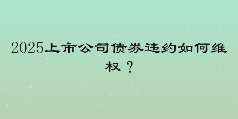 2025上市公司债券违约如何维权？