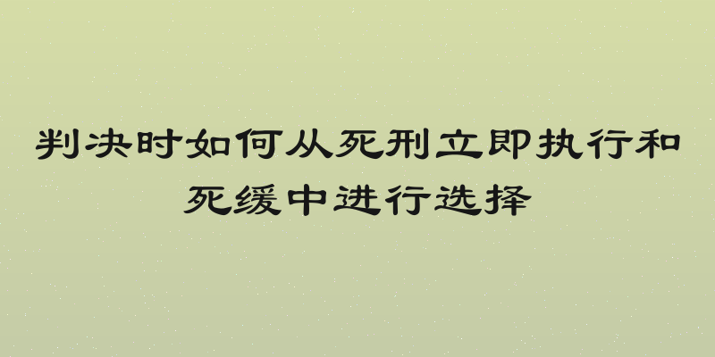 判决时如何从死刑立即执行和死缓中进行选择