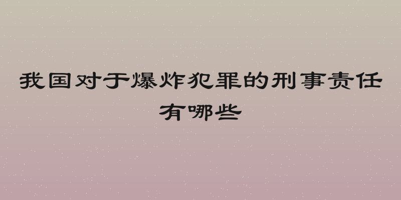我国对于爆炸犯罪的刑事责任有哪些