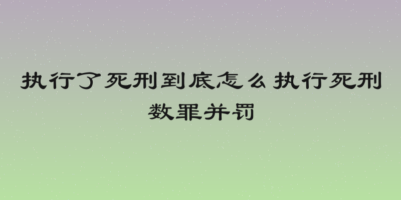 执行了死刑到底怎么执行死刑数罪并罚