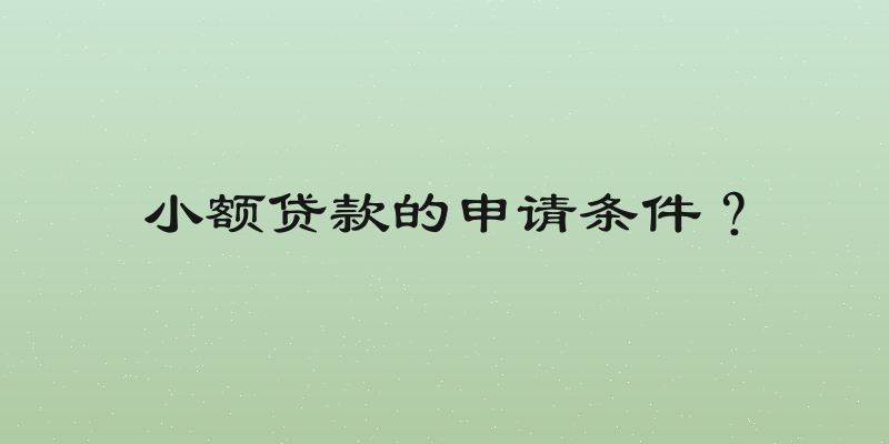 小额贷款的申请条件？