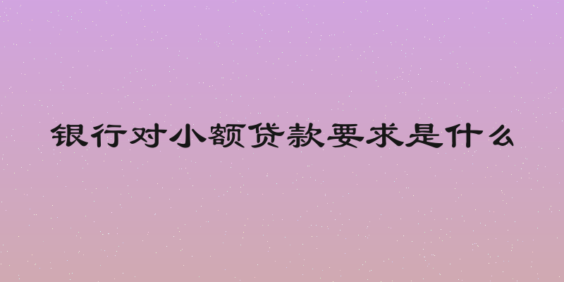 银行对小额贷款要求是什么
