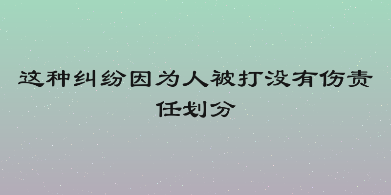 这种纠纷因为人被打没有伤责任划分
