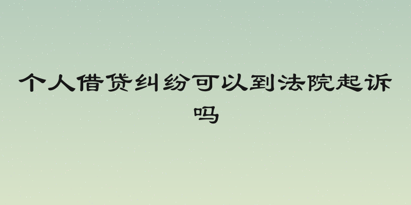 个人借贷纠纷可以到法院起诉吗