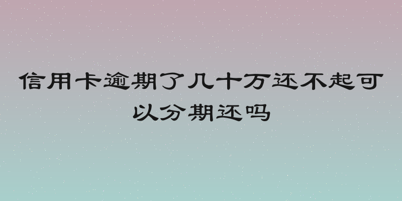 信用卡逾期了几十万还不起可以分期还吗