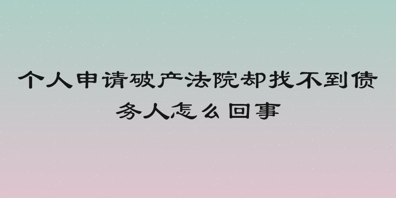 个人申请破产法院却找不到债务人怎么回事