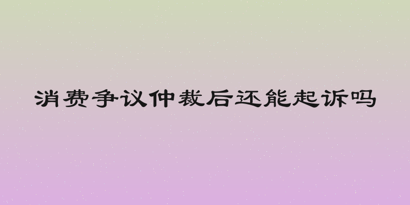 消费争议仲裁后还能起诉吗
