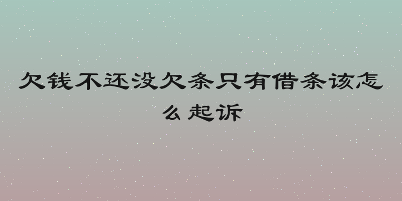 欠钱不还没欠条只有借条该怎么起诉