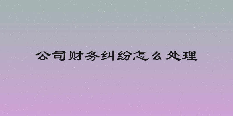 公司财务纠纷怎么处理