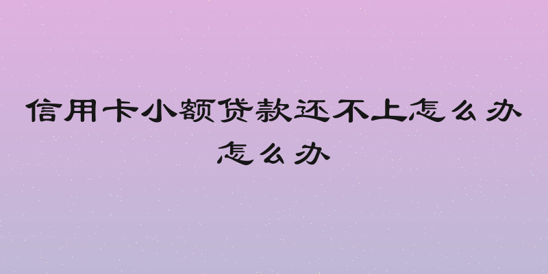 信用卡小额贷款还不上怎么办怎么办