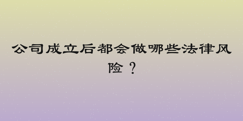公司成立后都会做哪些法律风险？